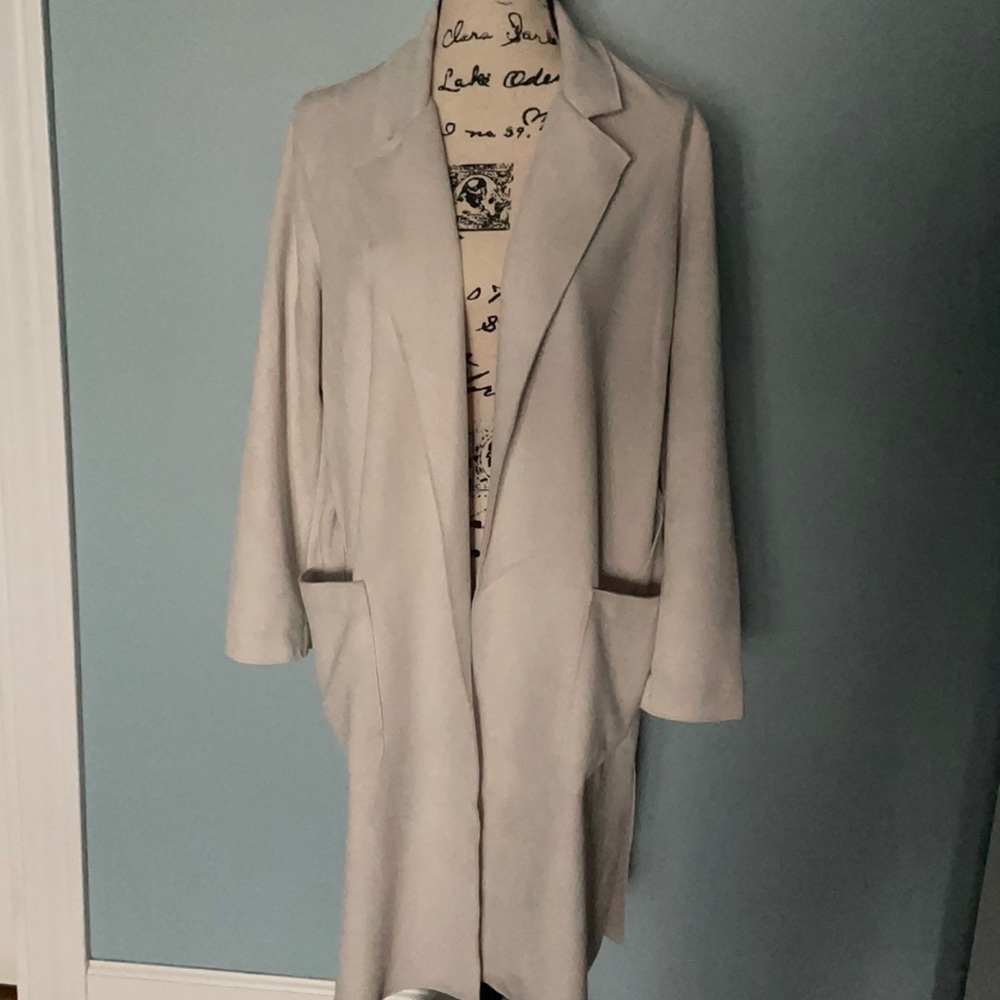 Magashoni faux suede trench coat